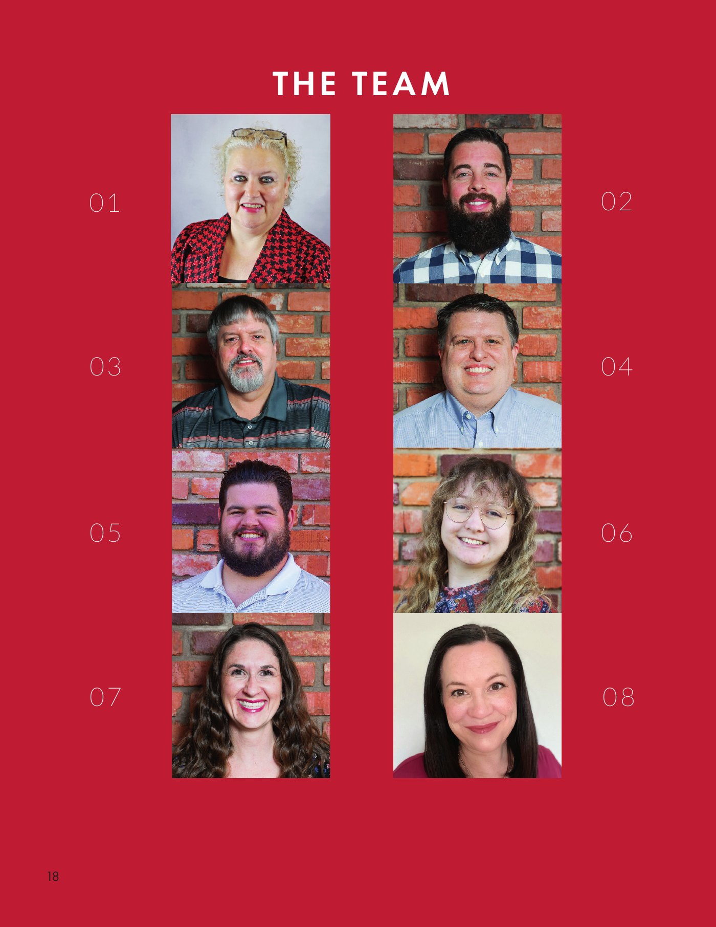 Red team introduction page with an organized grid of staff portraits