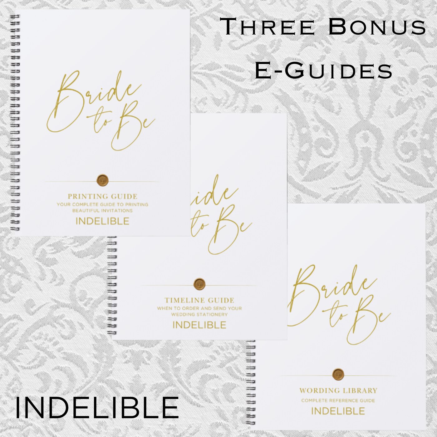 INDELIBLE printing guide, timeline guide, and wedding invitation wording library